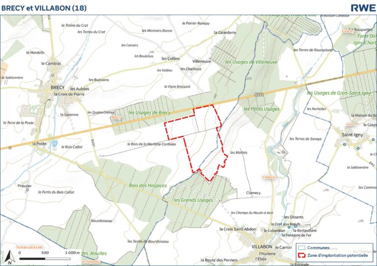 Carte de la zone d'implantation potentielle